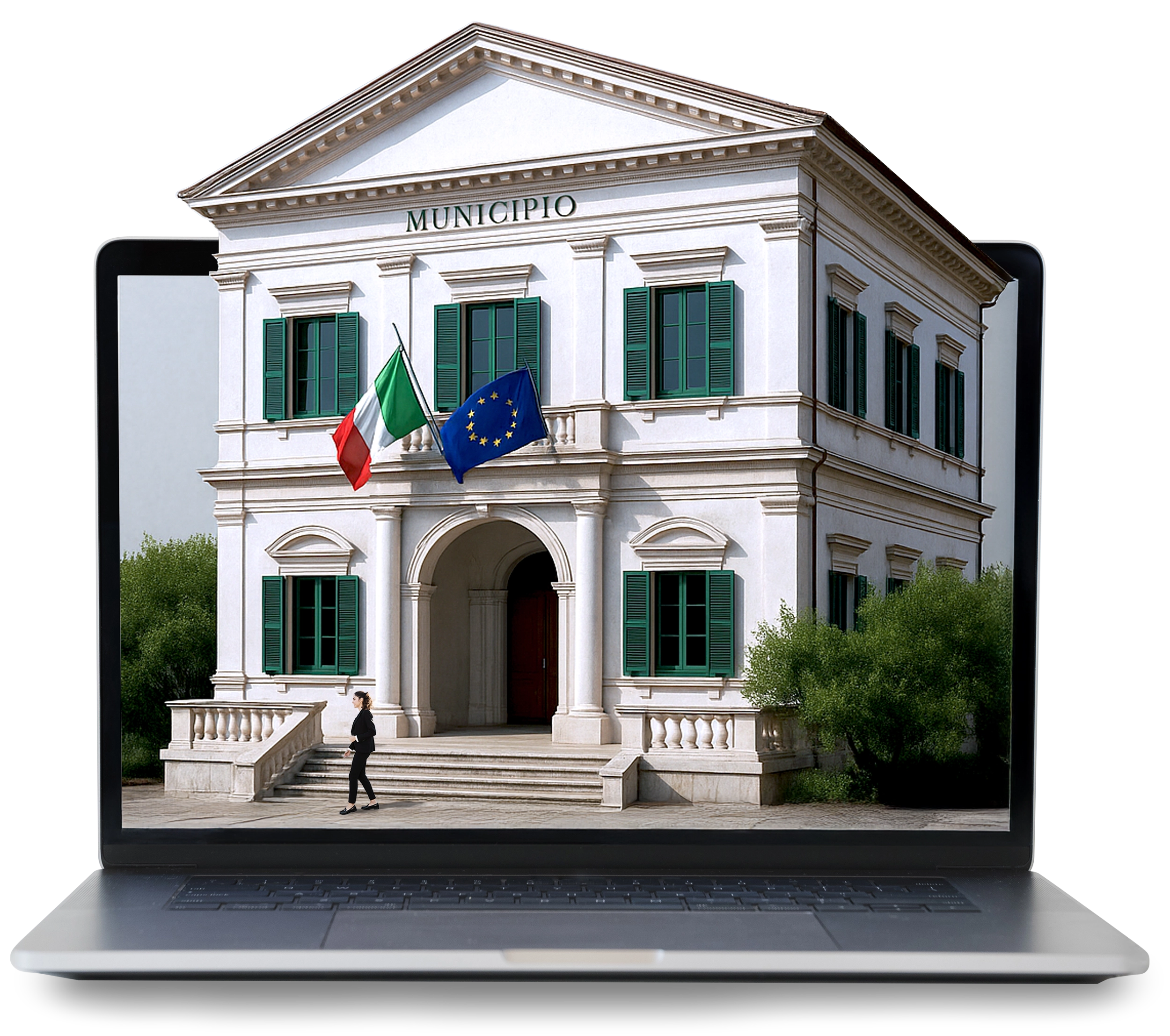 municipio_homepage Comune digitale Italiano che esce da un Computer